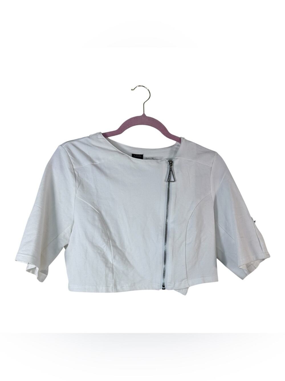 Aleeza Paris White Cropped Jacket Womens S Shrug Bolero Retro Glam Y2K Classic